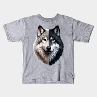 Wolf Yin and Yang by focusln Kids T-Shirt